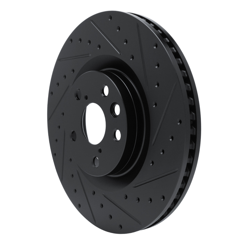 Picture of R1 11-25 Lexus IS200T Right Front Drilled & Slotted Black Brake Rotor