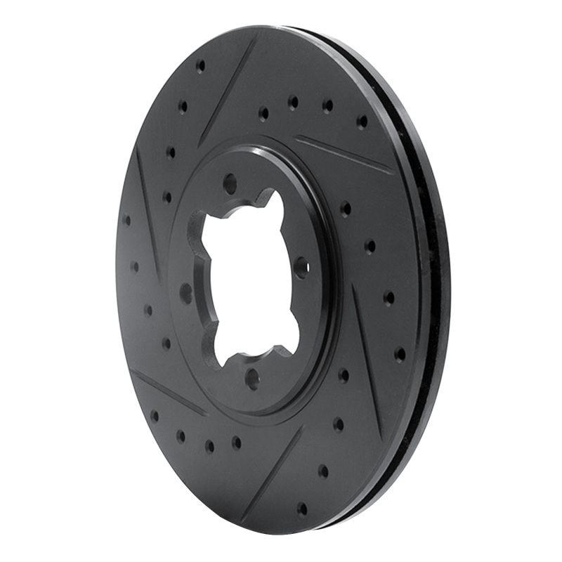 Picture of R1 82-85 Toyota Celica Front Left Drilled & Slotted Black Brake Rotor
