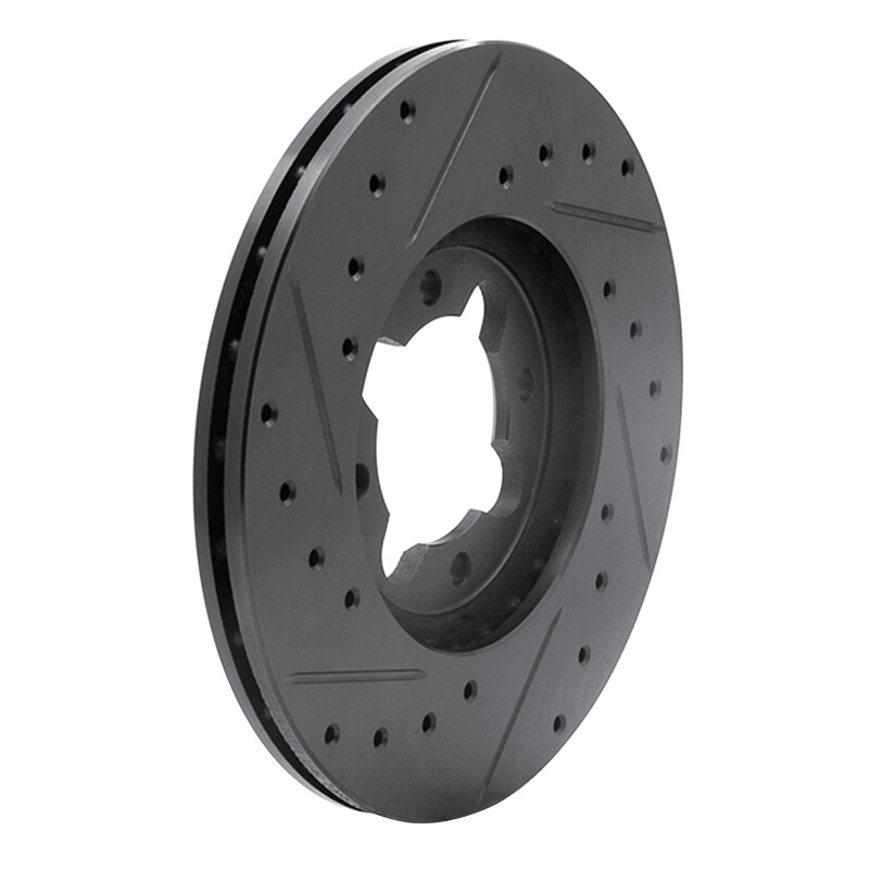 Picture of R1 82-85 Toyota Celica Front Right Drilled & Slotted Black Brake Rotor