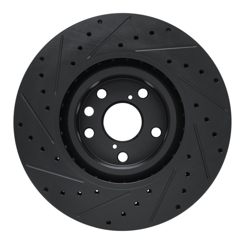 Picture of R1 11-25 Lexus IS200T Right Front Drilled & Slotted Black Brake Rotor