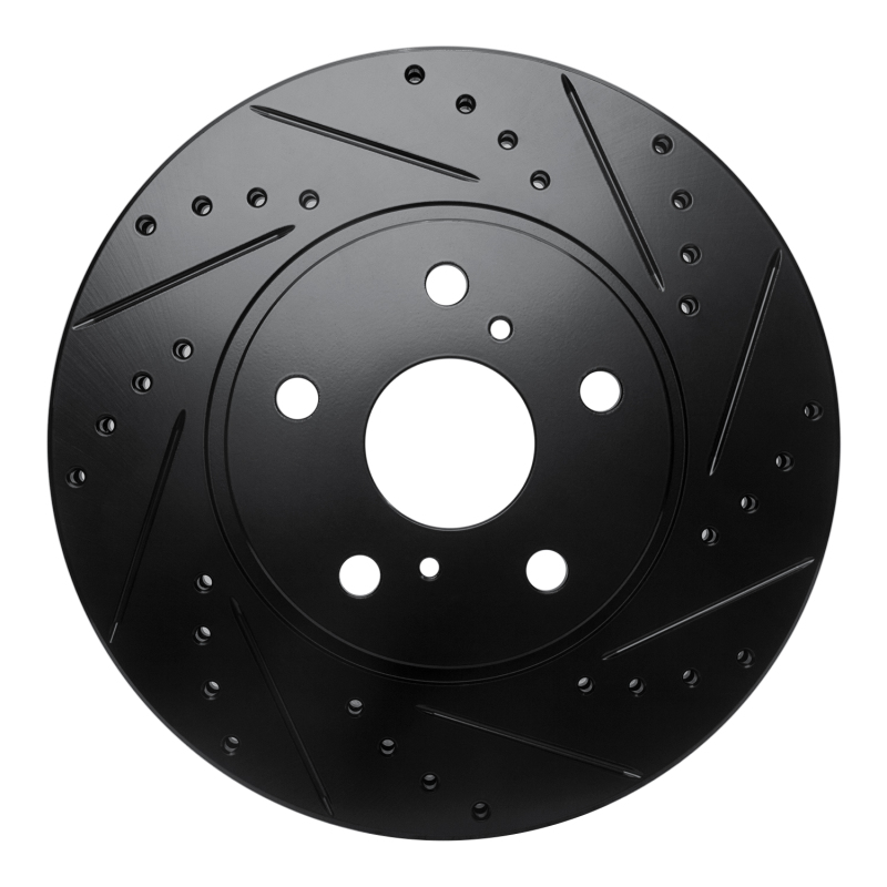 Picture of R1 86-92 Toyota Supra Front Right Drilled & Slotted Black Brake Rotor
