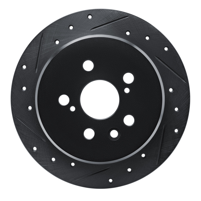 Picture of R1 86-93 Lexus ES250 Rear Left Drilled & Slotted Black Brake Rotor