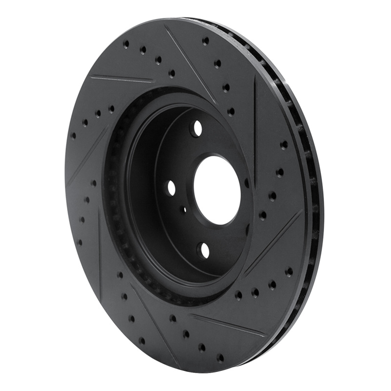 Picture of R1 86-92 Toyota Supra Front Left Drilled & Slotted Black Brake Rotor