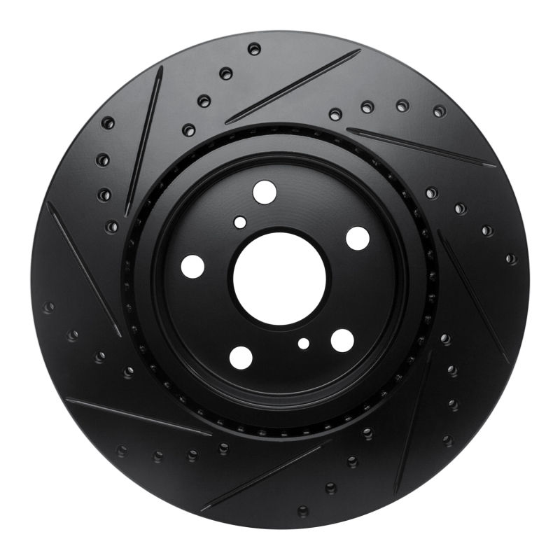 Picture of R1 86-92 Toyota Supra Front Right Drilled & Slotted Black Brake Rotor