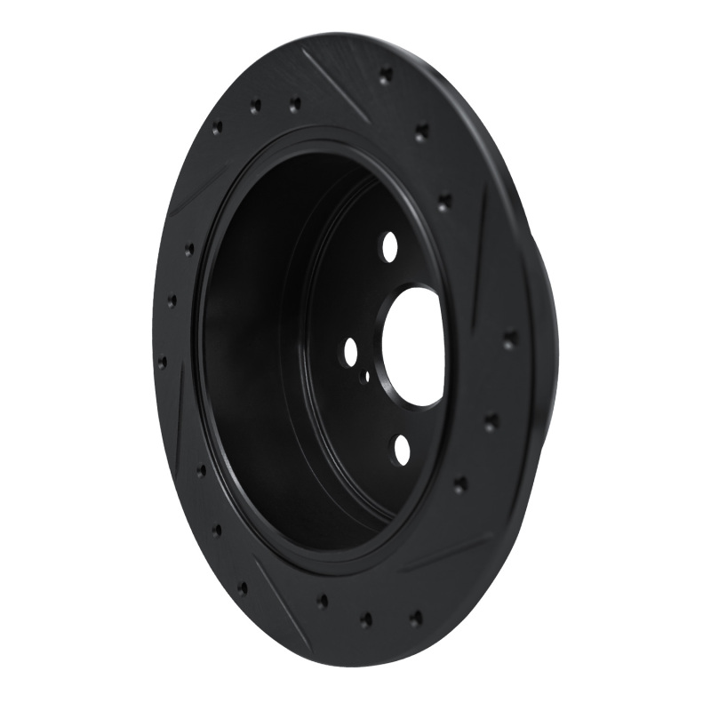 Picture of R1 86-93 Lexus ES250 Rear Left Drilled & Slotted Black Brake Rotor