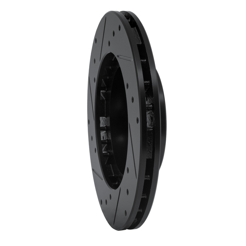 Picture of R1 87-92 Geo Prizm Front Right Drilled & Slotted Black Brake Rotor