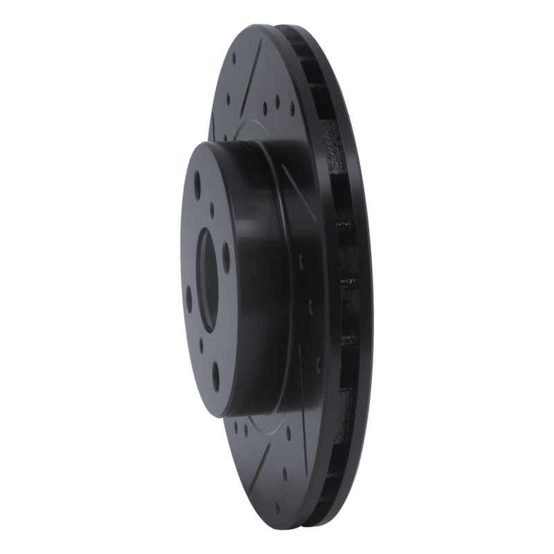 Picture of R1 87-92 Geo Prizm Front Left Drilled & Slotted Black Brake Rotor