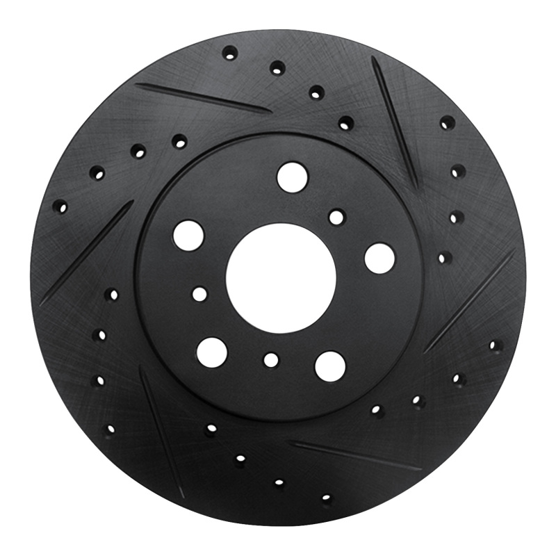 Picture of R1 90-91 Toyota Celica Front Right Drilled & Slotted Black Brake Rotor