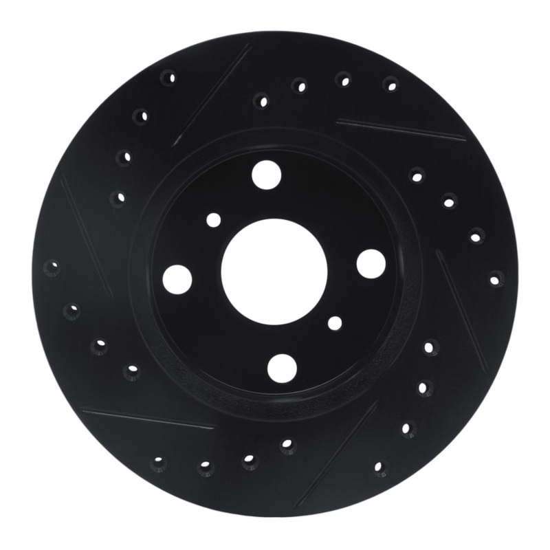 Picture of R1 88-92 Geo Prizm Front Right Drilled & Slotted Black Brake Rotor
