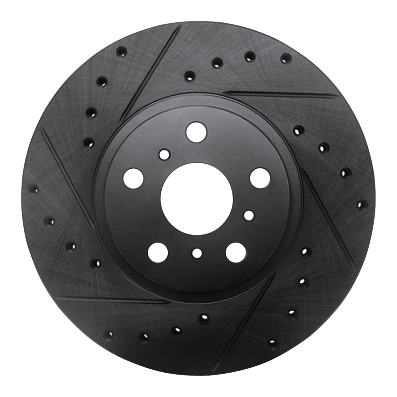 Picture of R1 90-93 Toyota Celica Front Left Drilled & Slotted Black Brake Rotor