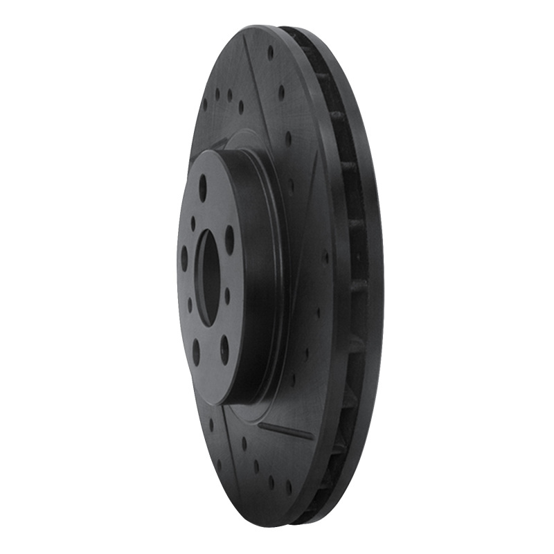 Picture of R1 90-93 Toyota Celica Front Right Drilled & Slotted Black Brake Rotor