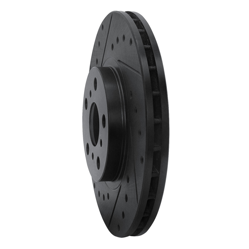 Picture of R1 90-93 Toyota Celica Front Left Drilled & Slotted Black Brake Rotor
