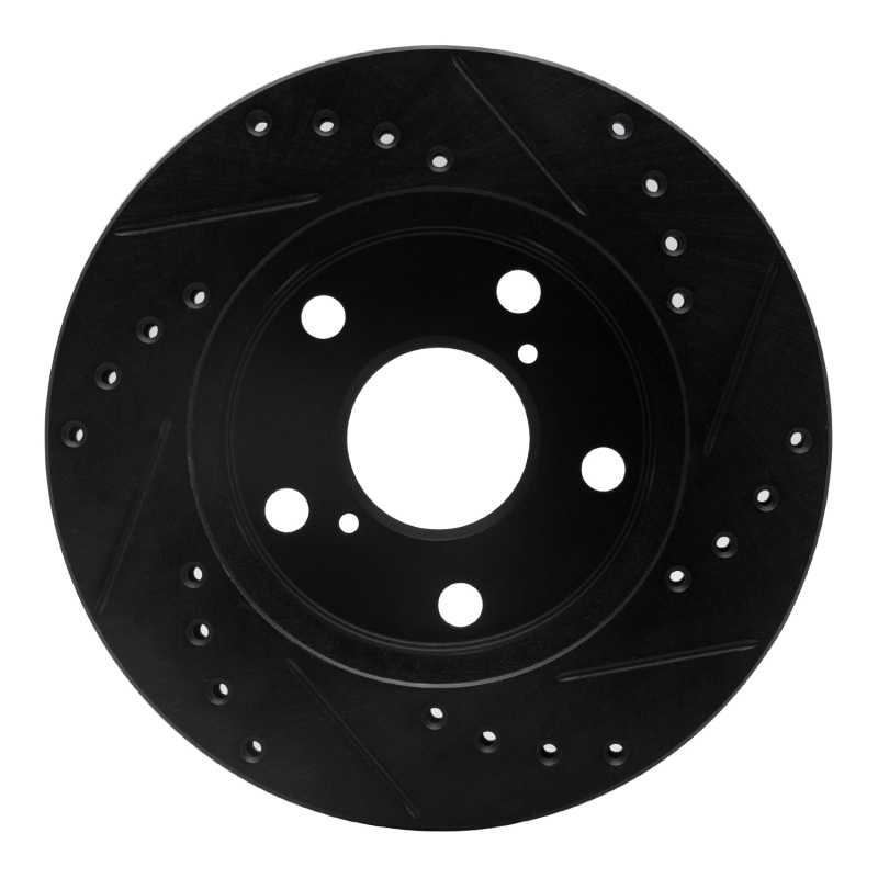 Picture of R1 91-95 Toyota MR2 Front Left Drilled & Slotted Black Brake Rotor
