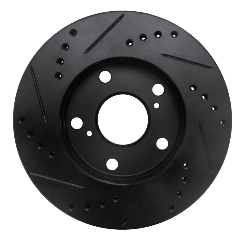 Picture of R1 92-01 Toyota Camry Front Right Drilled & Slotted Black Brake Rotor