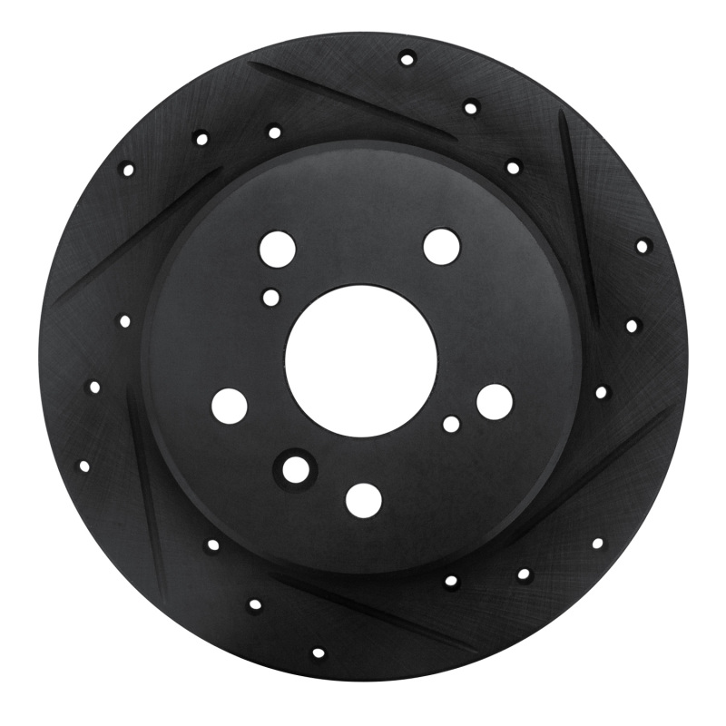 Picture of R1 92-03 Lexus ES300 Rear Right Drilled & Slotted Black Brake Rotor