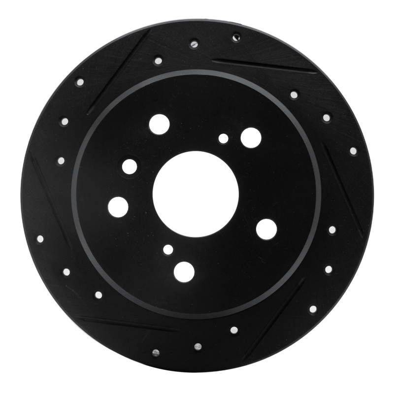 Picture of R1 92-03 Lexus ES300 Rear Left Drilled & Slotted Black Brake Rotor