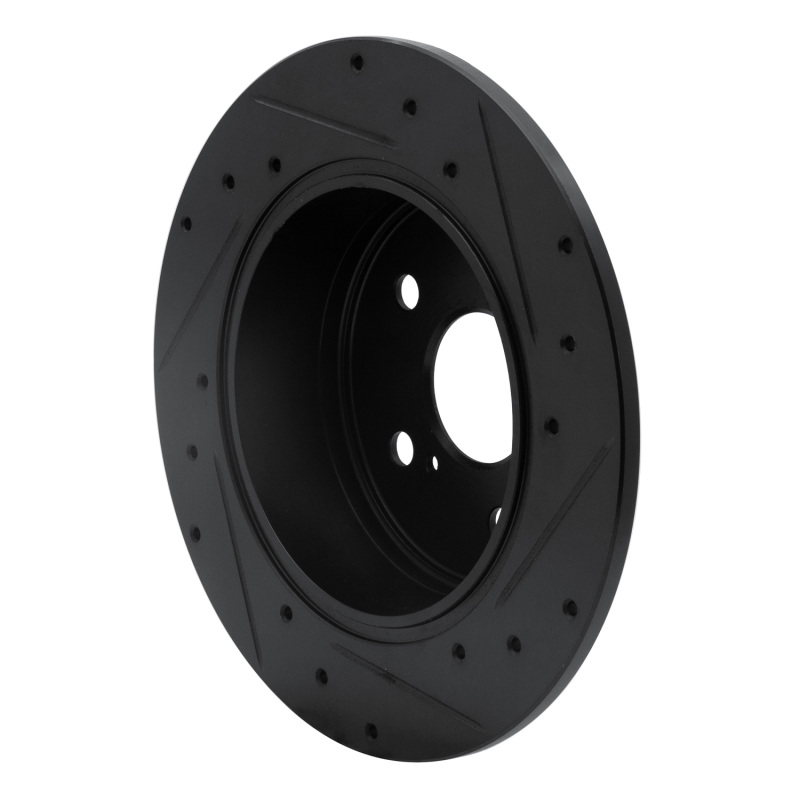 Picture of R1 92-03 Lexus ES300 Rear Left Drilled & Slotted Black Brake Rotor