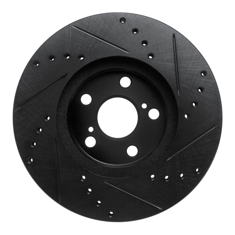 Picture of R1 94-99 Toyota Celica Front Left Drilled & Slotted Black Brake Rotor
