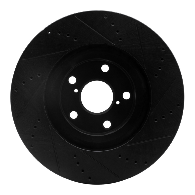 Picture of R1 93-98 Toyota Supra Left Front Drilled & Slotted Black Brake Rotor