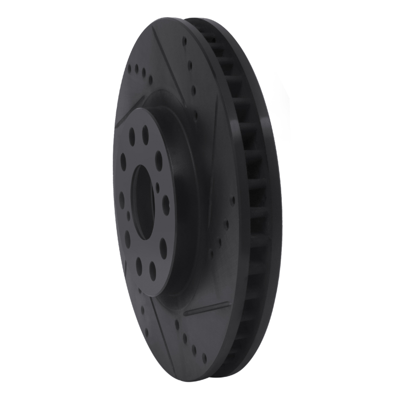 Picture of R1 93-98 Toyota Supra Front Right Drilled & Slotted Black Brake Rotor