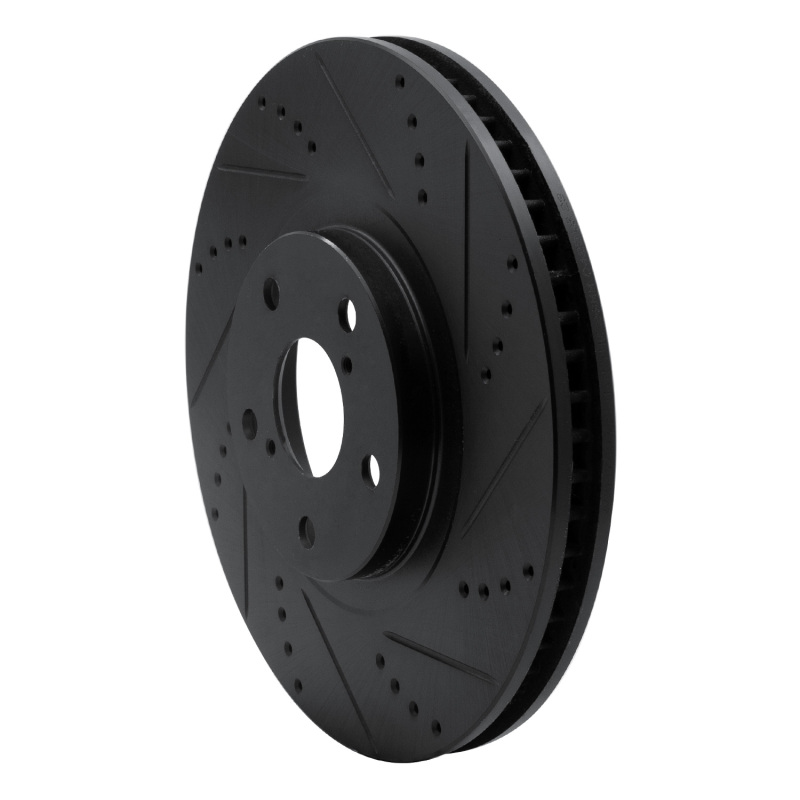 Picture of R1 93-98 Toyota Supra Left Front Drilled & Slotted Black Brake Rotor