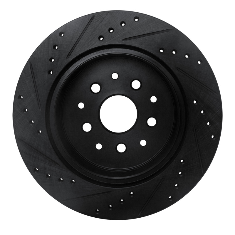 Picture of R1 93-98 Toyota Supra Rear Right Drilled & Slotted Black Brake Rotor
