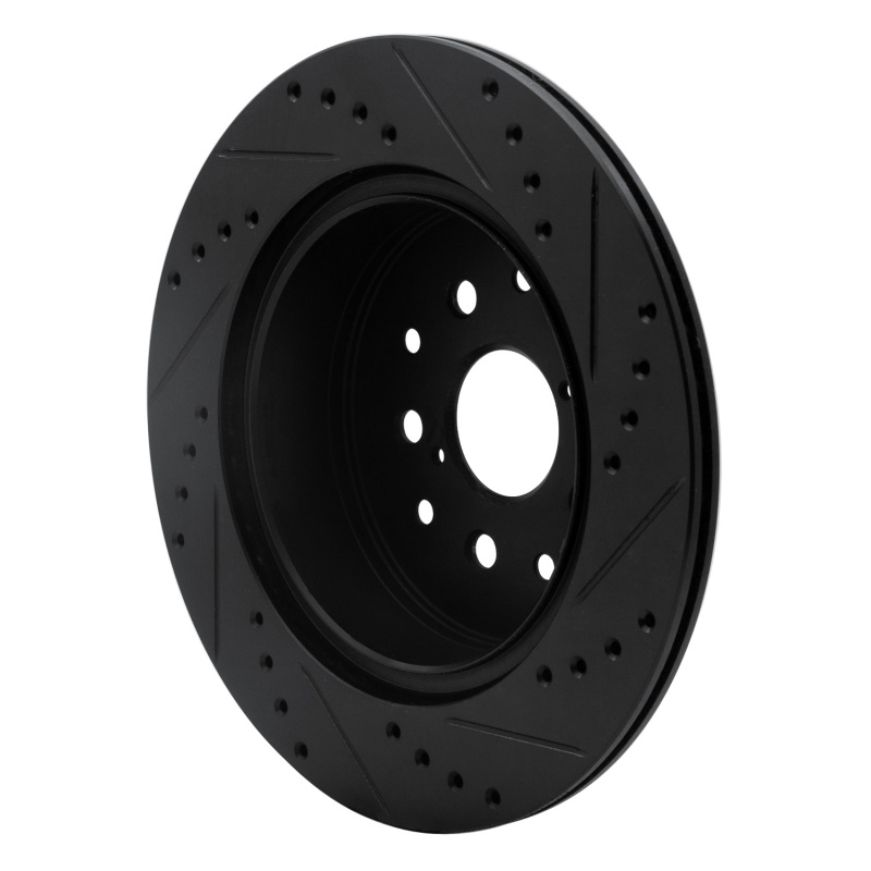 Picture of R1 93-98 Toyota Supra Rear Left Drilled & Slotted Black Brake Rotor