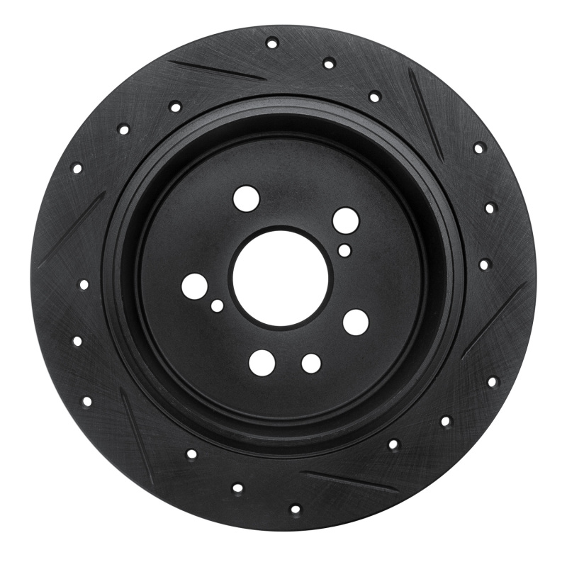 Picture of R1 96-99 Toyota Celica Rear Left Drilled & Slotted Black Brake Rotor