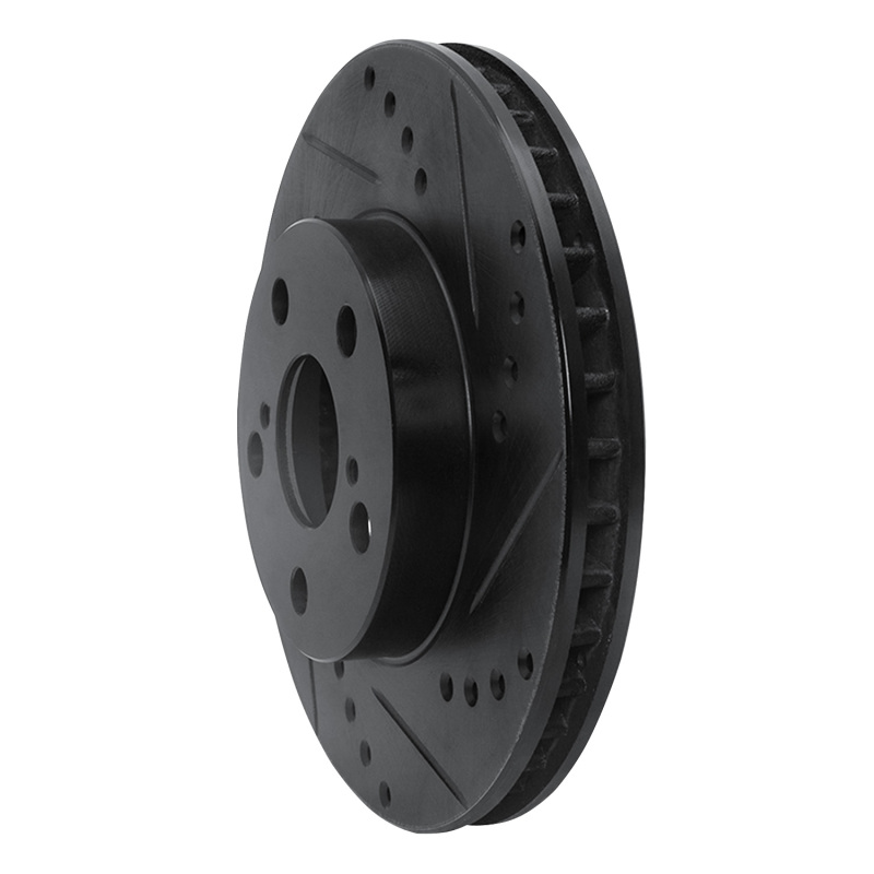 Picture of R1 94-00 Toyota Celica Front Right Drilled & Slotted Black Brake Rotor