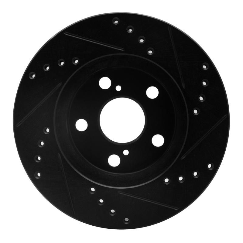 Picture of R1 94-00 Toyota Celica Front Left Drilled & Slotted Black Brake Rotor