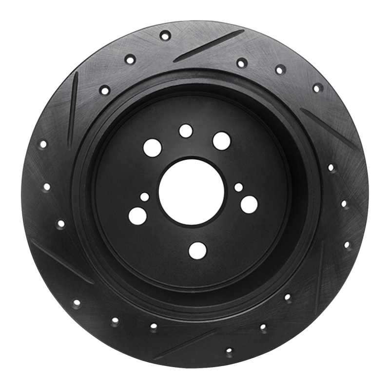 Picture of R1 96-99 Toyota Celica Rear Right Drilled & Slotted Black Brake Rotor