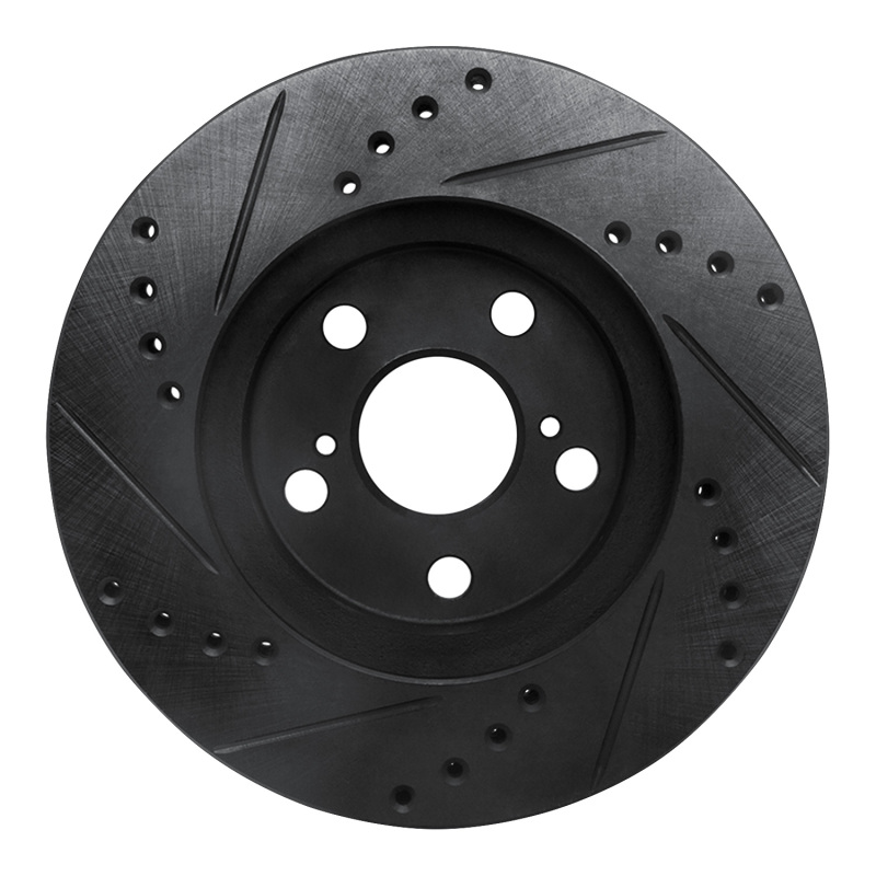 Picture of R1 94-00 Toyota Celica Front Right Drilled & Slotted Black Brake Rotor