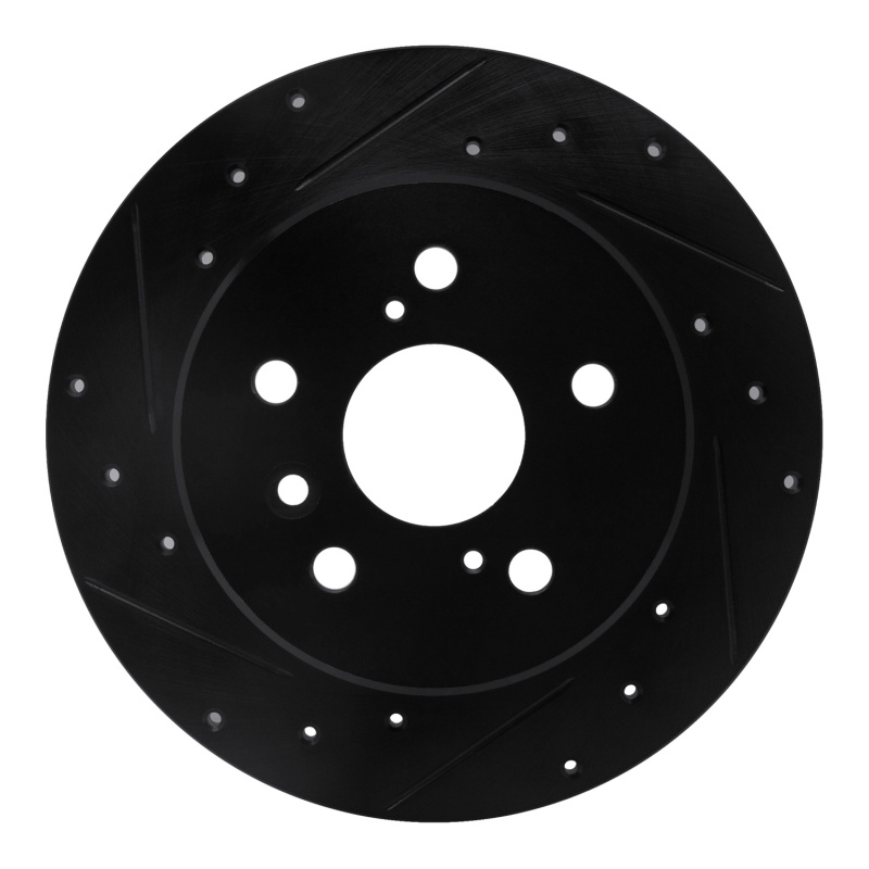 Picture of R1 00-04 Toyota AVALON Rear Left Drilled & Slotted Black Brake Rotor
