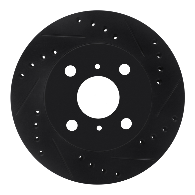 Picture of R1 99-05 Toyota Echo Front Right Drilled & Slotted Black Brake Rotor