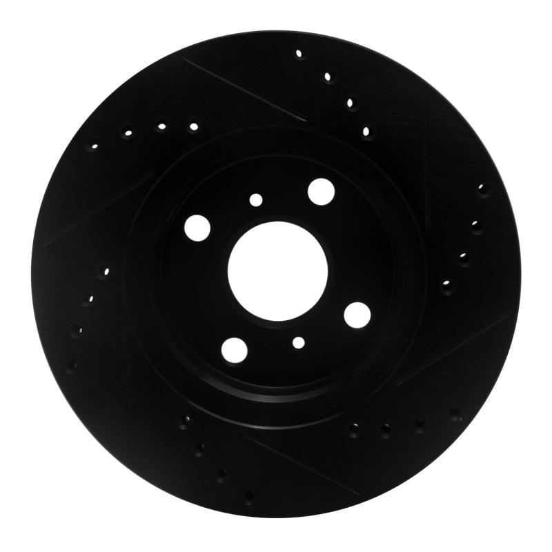 Picture of R1 00-05 Toyota Echo Front Left Drilled & Slotted Black Brake Rotor