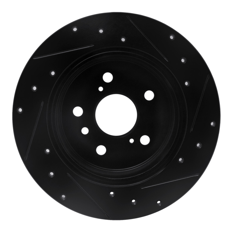 Picture of R1 00-04 Toyota AVALON Rear Left Drilled & Slotted Black Brake Rotor