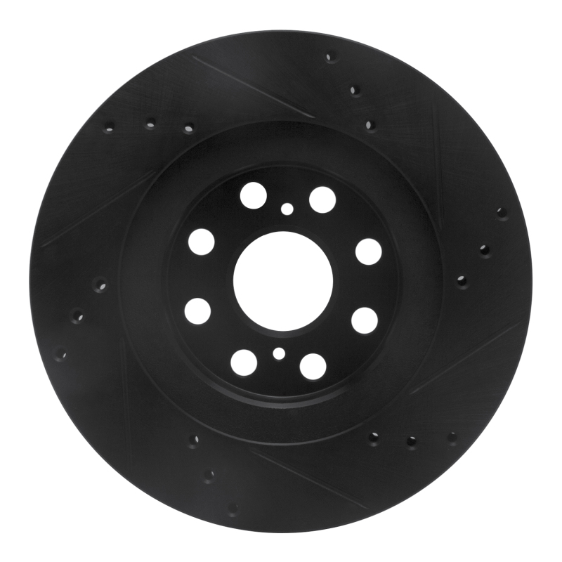 Picture of R1 00-05 Toyota MR2 Spyder Rear Left Drilled & Slotted Black Brake Rotor