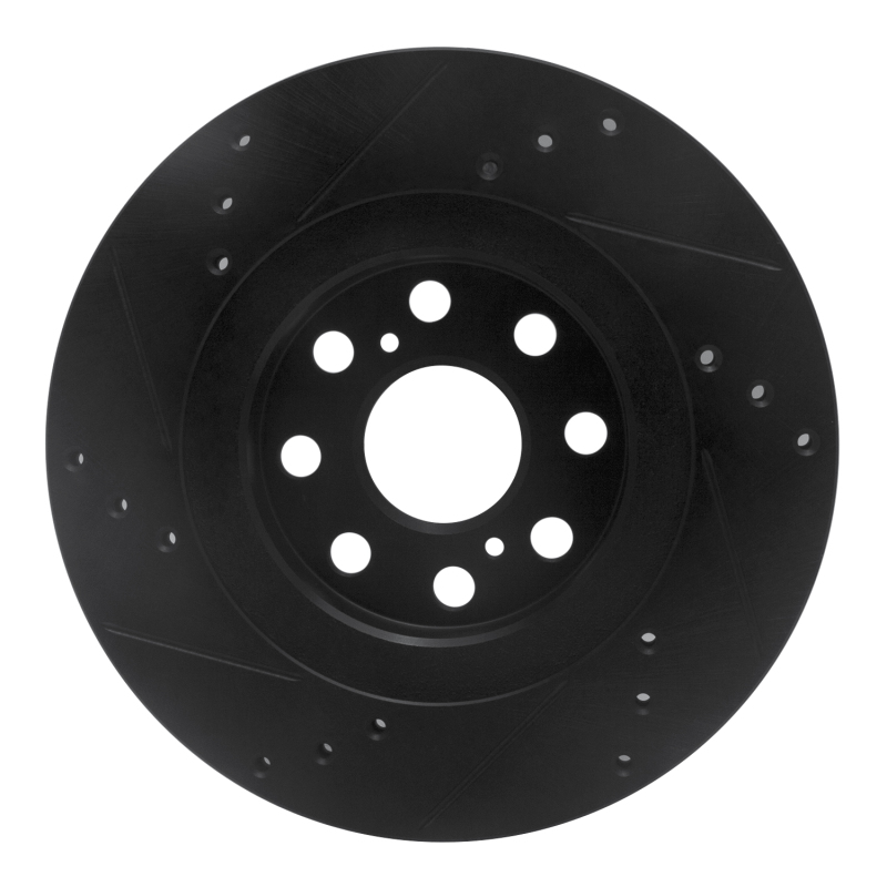 Picture of R1 00-05 Toyota MR2 Spyder Rear Right Drilled & Slotted Black Brake Rotor
