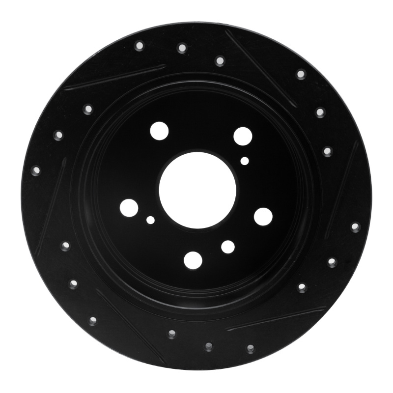 Picture of R1 02-08 Lexus ES300 Rear Left Drilled & Slotted Black Brake Rotor