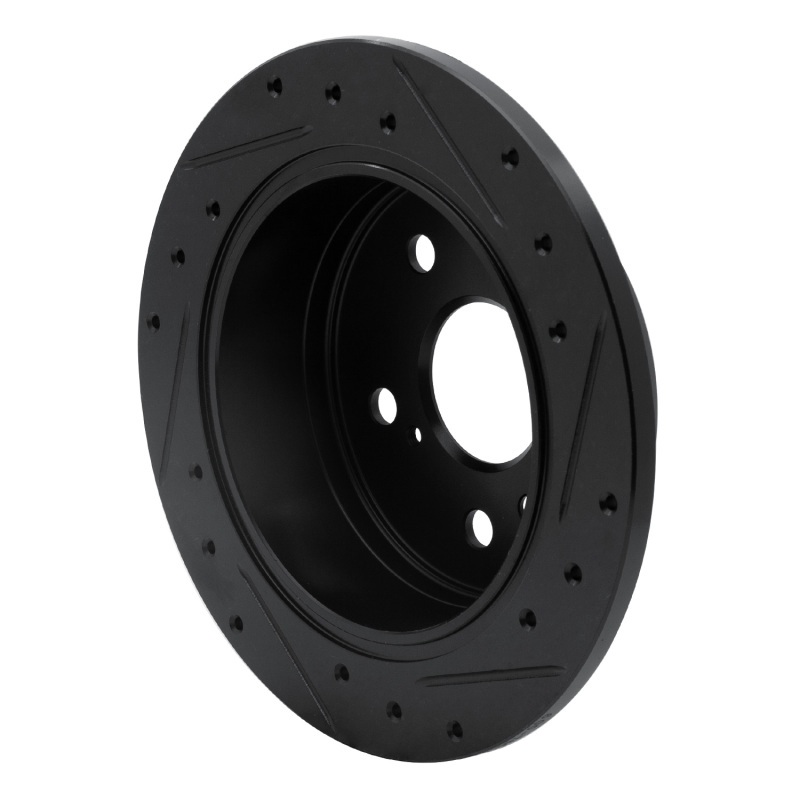 Picture of R1 02-08 Lexus ES300 Rear Left Drilled & Slotted Black Brake Rotor