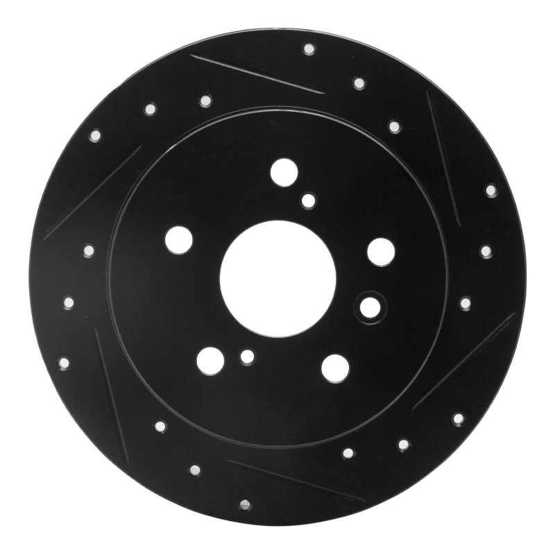 Picture of R1 07-12 Lexus ES350 Rear Right Drilled & Slotted Black Brake Rotor