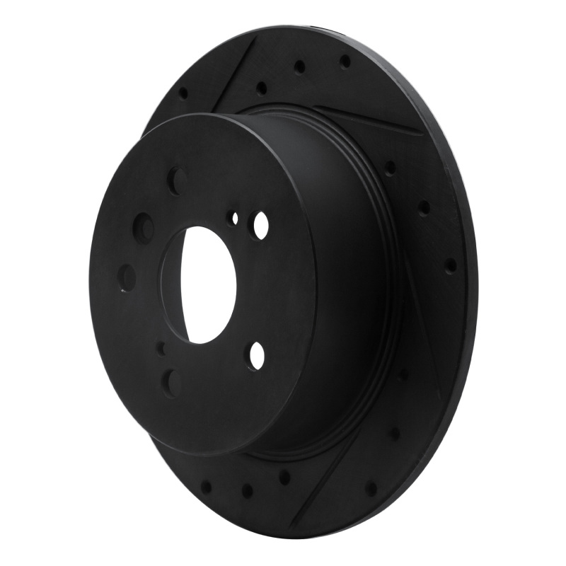 Picture of R1 07-12 Lexus ES350 Rear Left Drilled & Slotted Black Brake Rotor