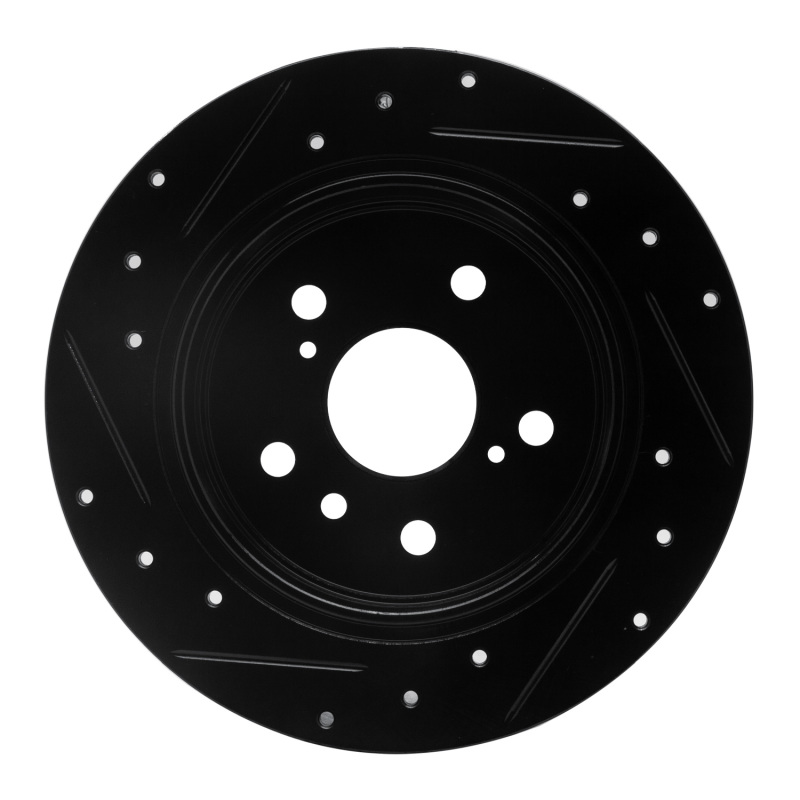 Picture of R1 07-12 Lexus ES350 Rear Right Drilled & Slotted Black Brake Rotor