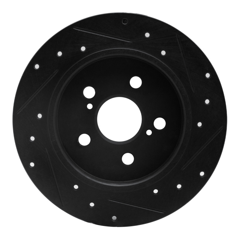 Picture of R1 09-24 Lexus CT200H Rear Left Drilled & Slotted Black Brake Rotor