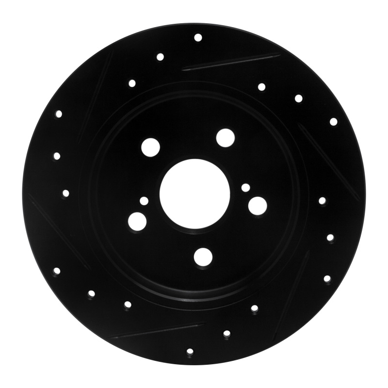 Picture of R1 09-24 Lexus CT200H Rear Right Drilled & Slotted Black Brake Rotor