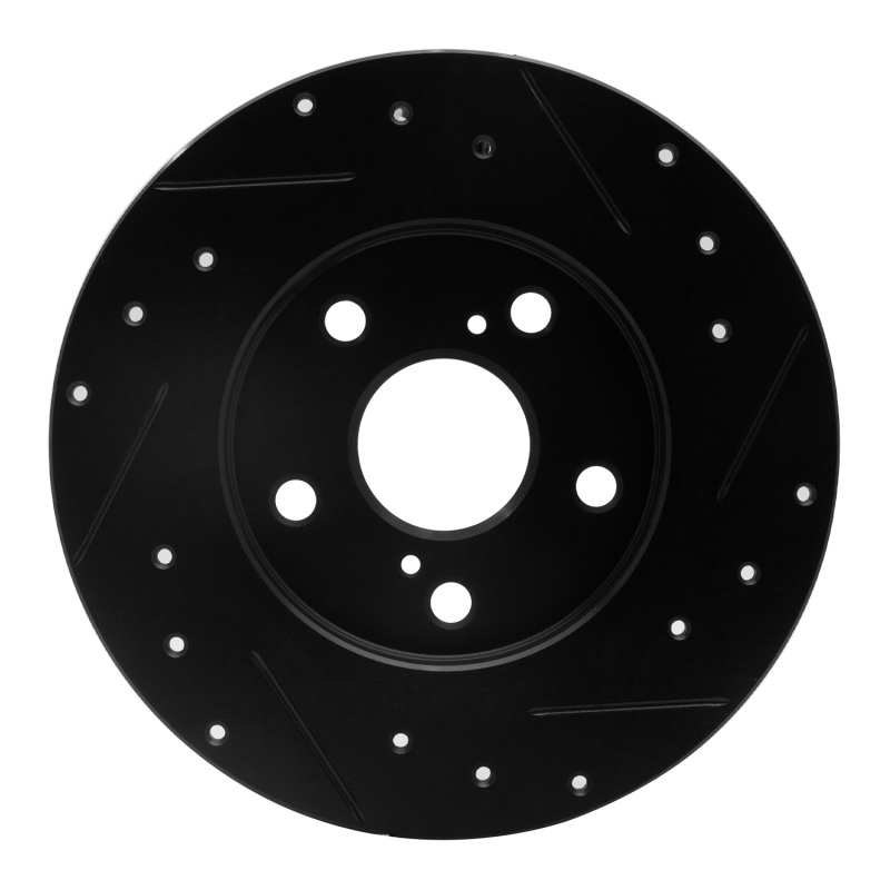 Picture of R1 08-18 Pontiac Vibe Rear Left Drilled & Slotted Black Brake Rotor