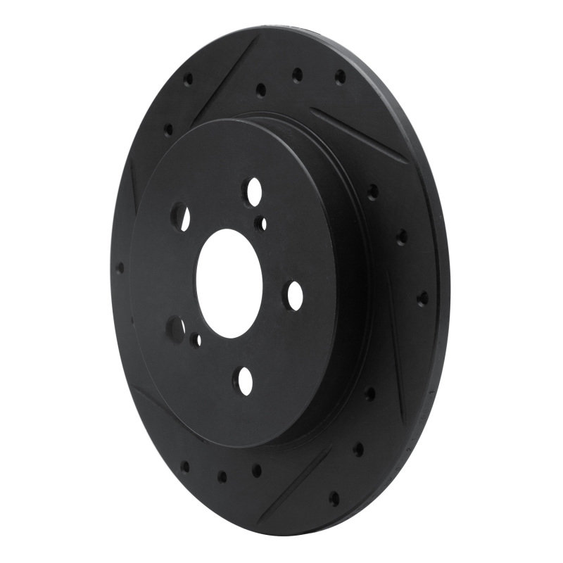 Picture of R1 09-24 Lexus CT200H Rear Left Drilled & Slotted Black Brake Rotor