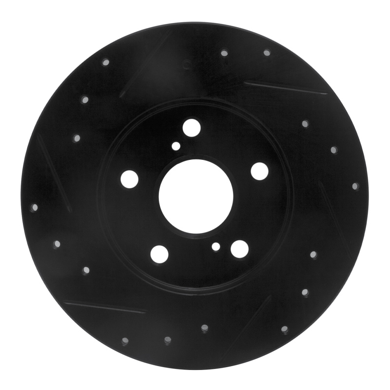 Picture of R1 08-18 Pontiac Vibe Rear Right Drilled & Slotted Black Brake Rotor