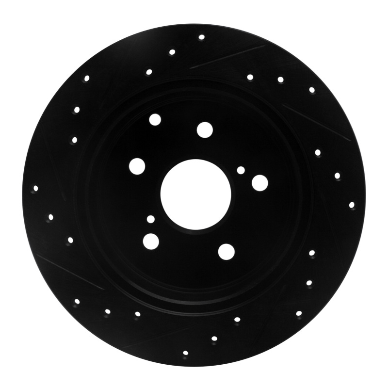 Picture of R1 09-13 Pontiac Vibe Rear Right Drilled & Slotted Black Brake Rotor