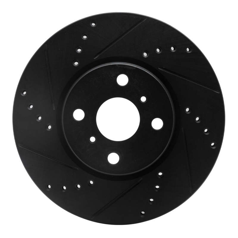 Picture of R1 12-18 Toyota Yaris (USA/Canada) Front Left Drilled & Slotted Black Brake Rotor